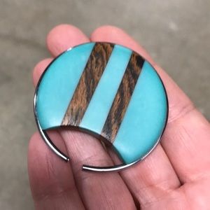 Keychain.  Epoxy resin and Shedua wood